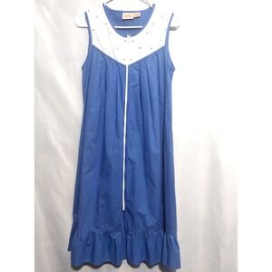 the Vermont County Store Womens Small Sleeveless Dress Ruffle Hem Cotton Zip Up